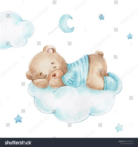 Cute Little Bear Boy Sleeping On Ilustrações Stock 1952756317