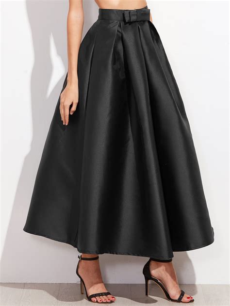 Bow Trim Box Pleated Skirt Pleated Long Skirt Skirt Outfits Skirt