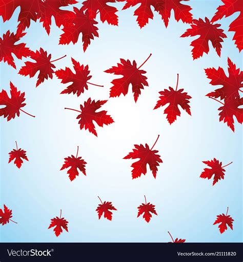Falling Red Maple Leaves Background Royalty Free Vector