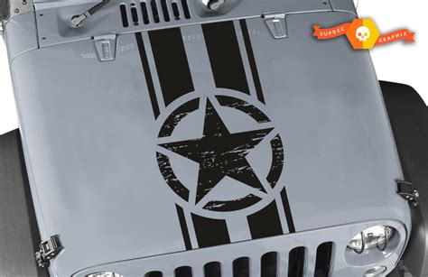 Jeep Wrangler Tj Lj Jk Jl Gladiator Distressed Star Military Stripes