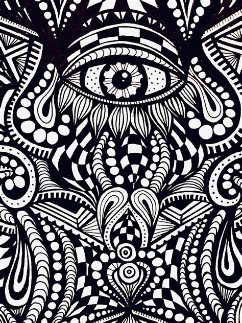 Abstract Eye Zentangle Pattern Canvas Print For Sale By