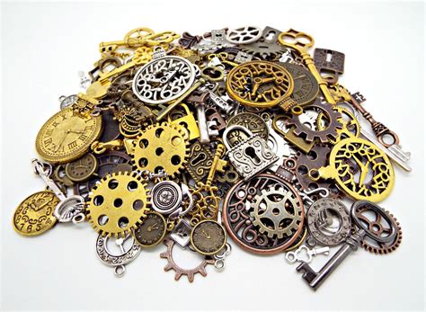 150 Steampunk Charms Keys And Padlocks Clocks And Cogs Etsy Metal