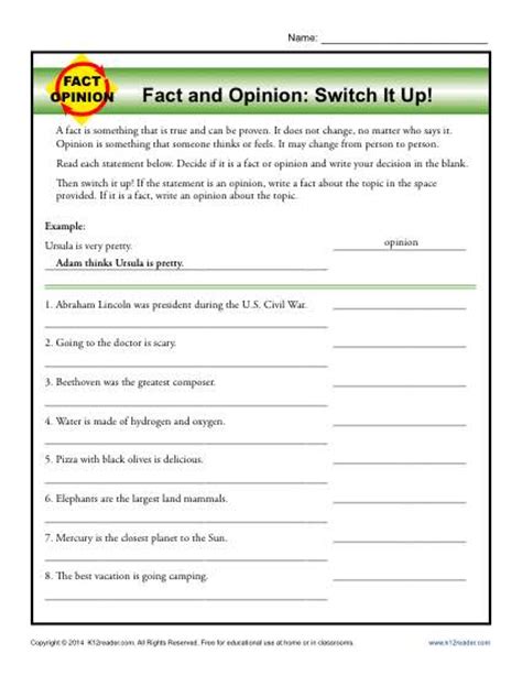 Maybe you would like to learn more about one of these? Switch It Up! | Fact and Opinion Worksheets for 3rd and ...