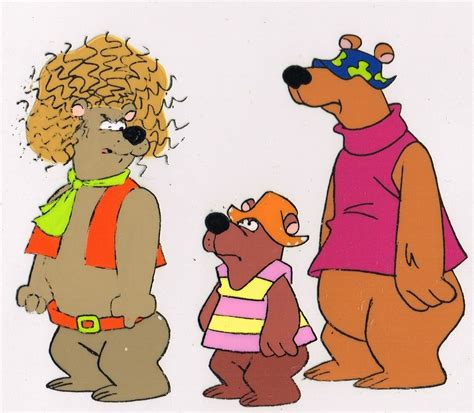 three cartoon bears standing next to each other