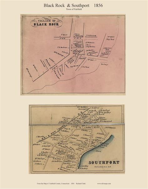 Black Rock And Southport Villages Connecticut 1856 Fairfield Co Old