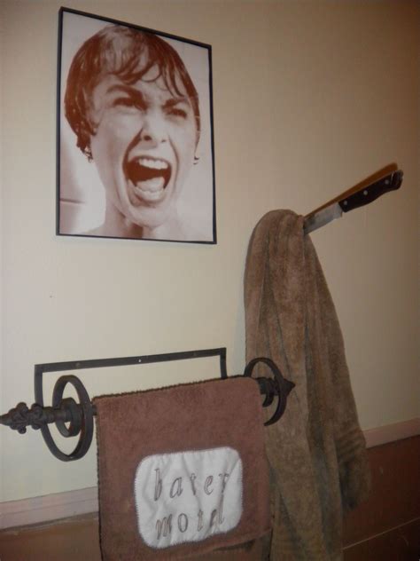 Psycho Bathroom Decor The Towel Says Bates Motel Horror Decor