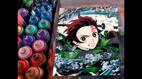 Tanjiro Kamado Demon Slayer Kimetsu No Yaiba Spray Paint Art By