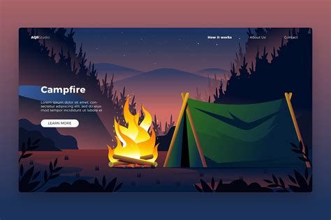 Campfire Banner And Landing Page Landing Page Campfire Design