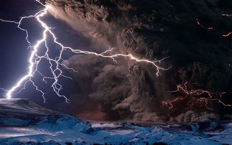 Volcano Lightning Lightning Clouds Volcano Eruption Volcano