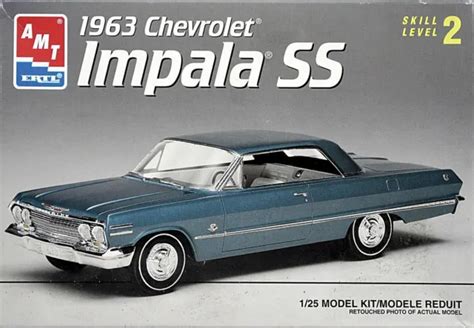 Amt 1963 Chevrolet Impala Ss Model Kit 125 Scale Open Box Nice Eur 52