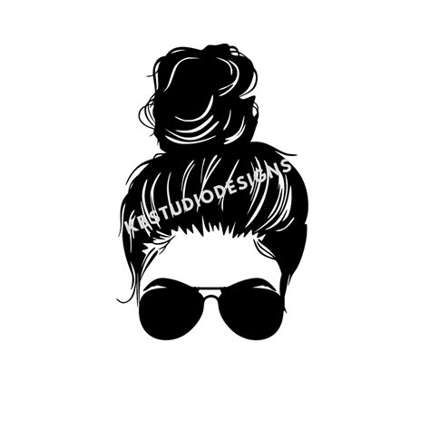 Messy Bun With Glasses Svg Png  Cricut Silhouette Etsy
