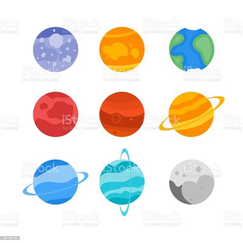 The Planets Of The Solar System Set Icon Mercury Venus Stock