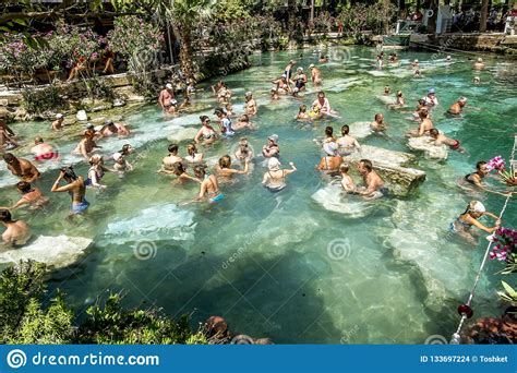 Vacationers Bathe In The Thermal Springs In The Pool Of Cleopatra In