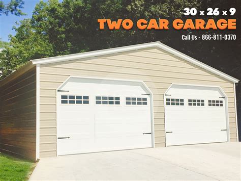 2 Car Garage Metal Garage For 2 Car Parking 30x26 Garage Door