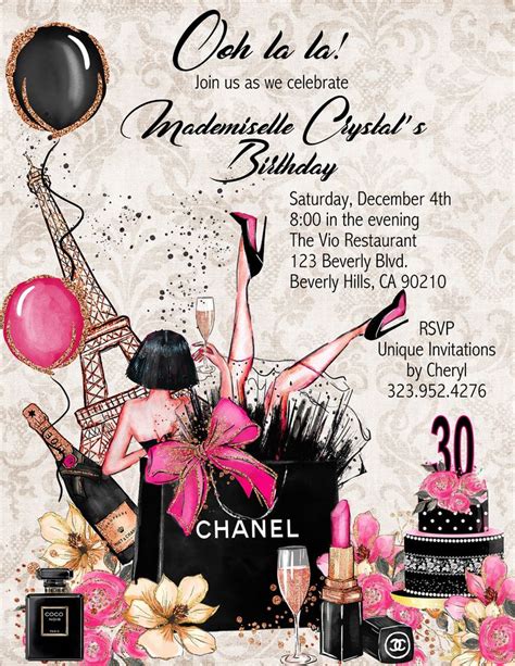 Fabulous Ooh La La Paris Birthday Invitations Paris Birthday