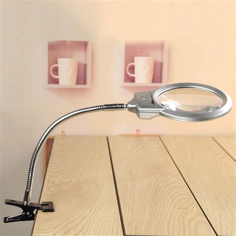 Flexible Magnifying Crafts Glass Desk Lamp With 5x 10x 20x Magnifier