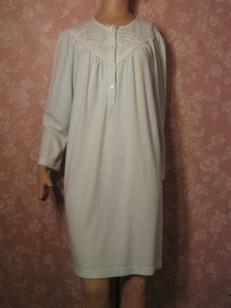 Heavenly Bodies Miss Elaine Long Sleeve Nightgown Aqua