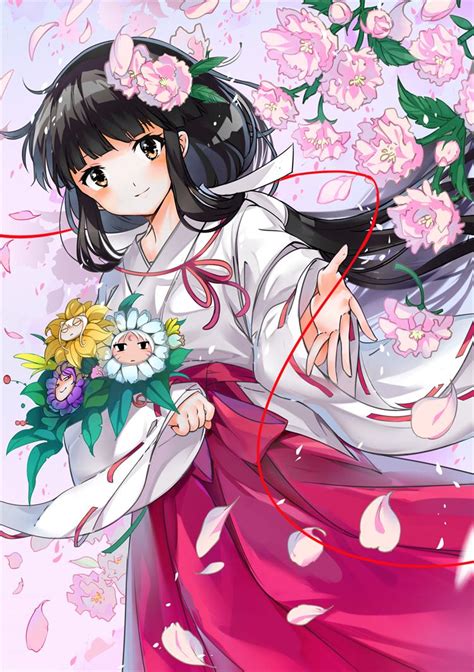 Karakuri Piero Kikyou Inuyasha Inuyasha Tagme 1girl Flower Solo