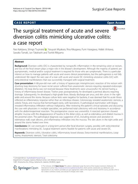 The Surgical Treatment Of Acute And Severe Diversion Colitis Mimicking