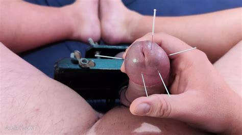 Cock Skewering Extreme Cbt Needles Cumshot With Squeezed Balls Xhamster