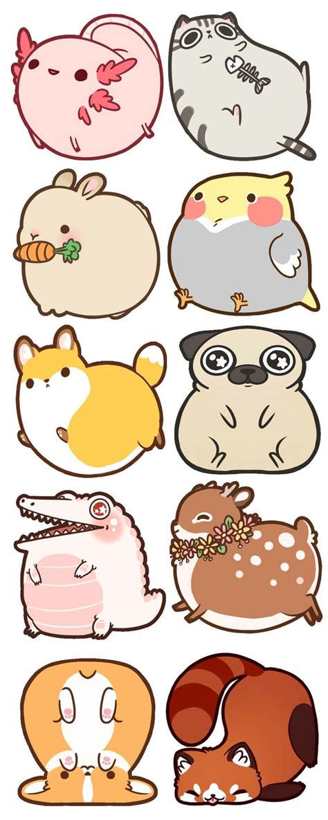 Fat Animal Acrylic Charms~ Cute Animal Drawings Kawaii Cute Kawaii