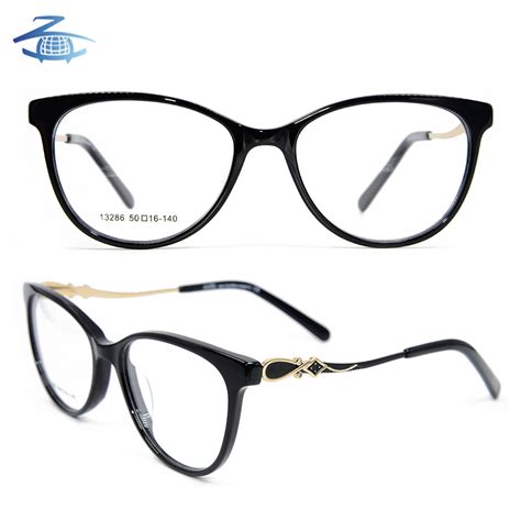 fashion cat eye acetate with gold metal plating temple glasses frames eyewear for women buy