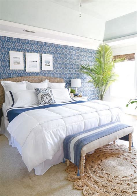 Let your imagination drift like ocean waves as you rest in the amelia bed in brussels midnight. Coastal Blues Master Bedroom Makeover - Sand And Sisal ...
