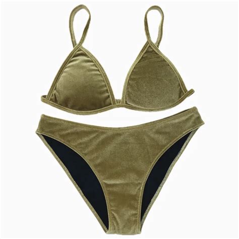 Buy Velvet Bikini Set 2018 Women Swimsuit Monokini