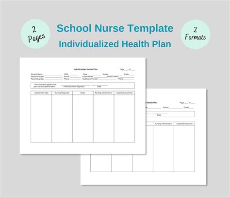 School Nurse Printable Health Template Individualized Health Plan