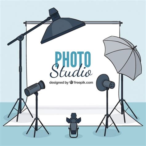Hand Drawn Photo Studio With Elements Free Vector