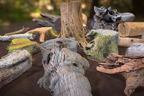 3d Model Forest Elements Vr Ar Low Poly Cgtrader