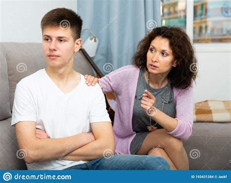 Worried Mother Scolding Teenage Son Stock Photo Image Of Problems