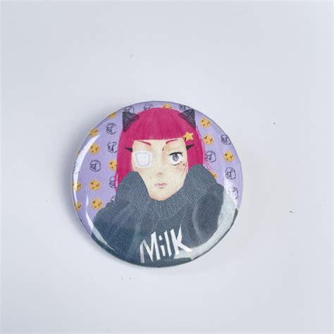 Character Button Pin Lucy From Muffin Milk Mascot Merchandise 37mm