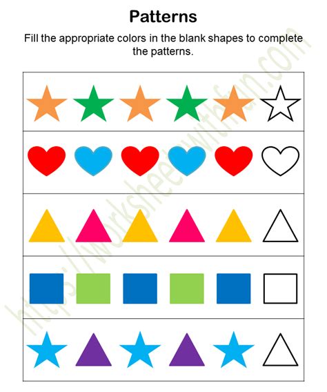 Mathematics Preschool Patterns Worksheet 3 Color