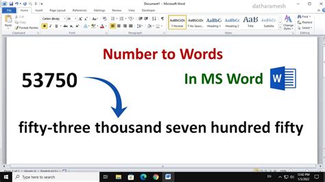 How To Convert Number To Words In Ms Word Youtube