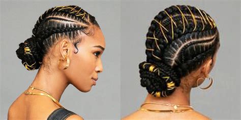 Um This Braided Bun With Gold Stitching Is Definitely The Next Style You Need To Try Braided