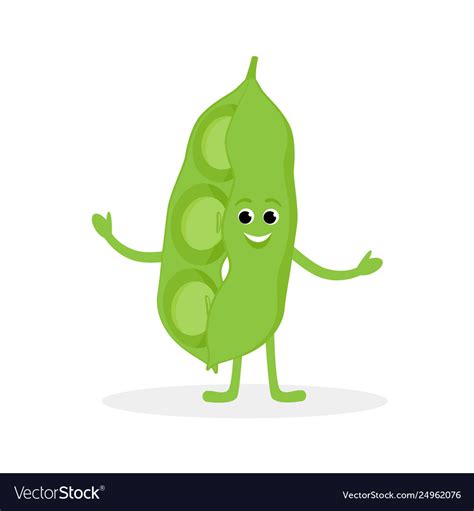 Soybean Pod Cartoon Character Isolated On White Vector Image