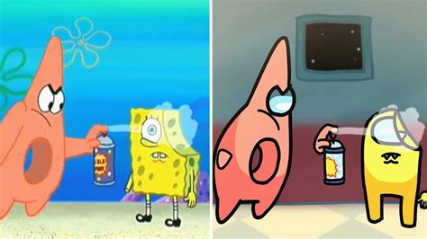 spongebob in among us invisible spray youtube