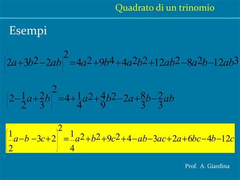 Il Quadrato Di Un Trinomio