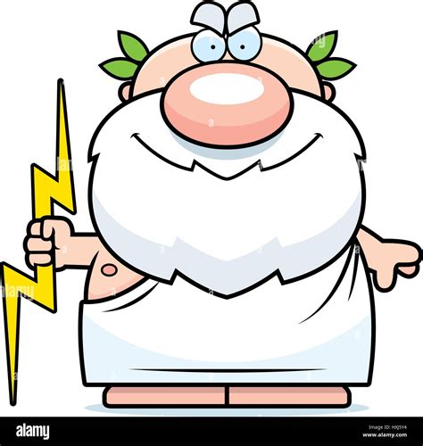 A Cartoon Illustration Of Zeus With A Thunderbolt Stock Vector Image