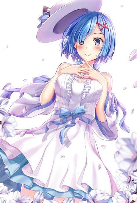 Woman With Blue Hair Animated Character Anime Anime Girls Rezero