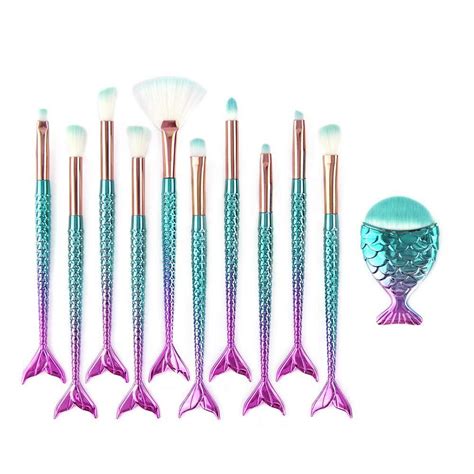 mermaid makeup brushes set scofieldly 11pcs mermaid makeup brush set soft nylon bristles beauty