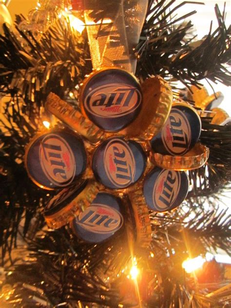 Beer Bottle Cap Ornaments For The Guys Tree Beer Bottle Crafts Diy