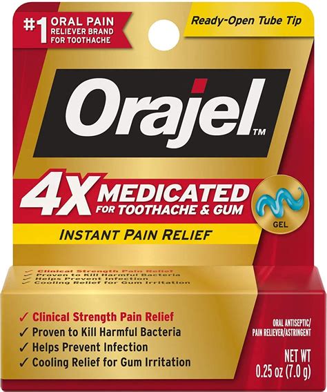 Orajel Instant Pain Relief Gel Severe Toothache 025 Oz