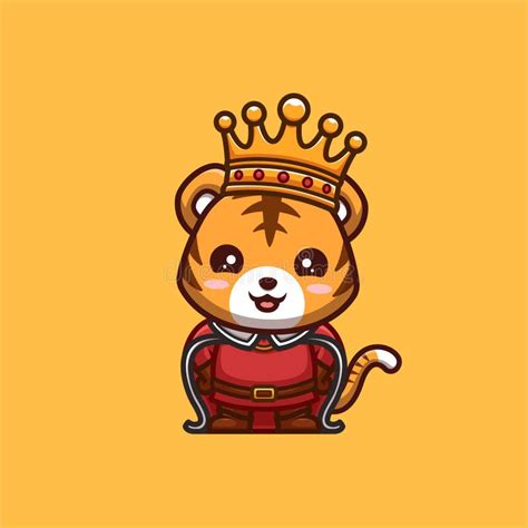 Tiger King Cute Creative Kawaii Cartoon Mascot Logo Stock Illustration