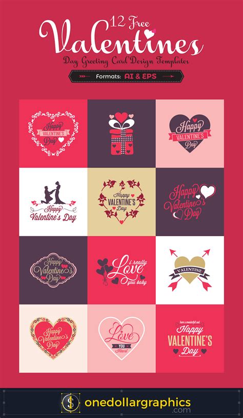 Valentines day greeting card or poster vector illustration. 12 Free Valentine's Day Greeting Card Design Templates