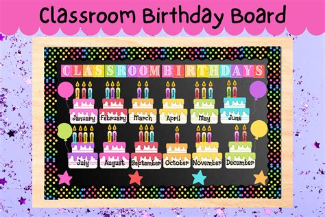 Classroom Birthday Board Daycare Preschool Rainbow Dot Etsy
