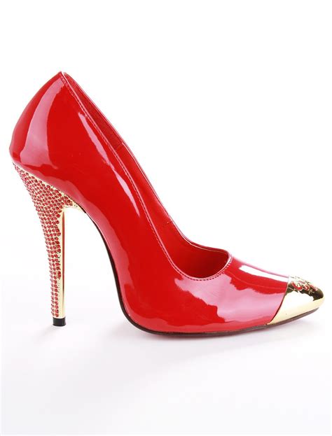 Red Patent Leather Rhinestone Women S Sexy High Heels Milanoo Com