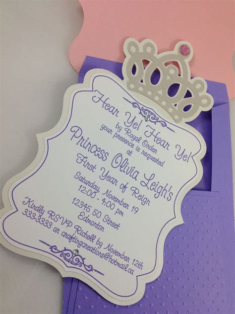 Beautiful Custom Princess Invitation Comes With Folded Easel So Your