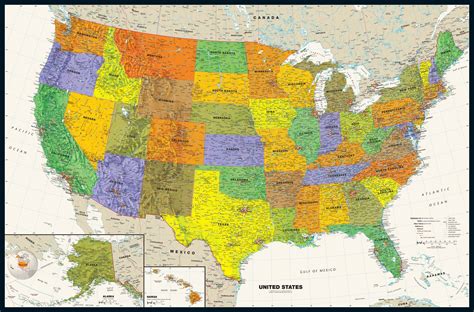Contemporary Usa Wall Map Wall Maps Poster Prints Map Poster